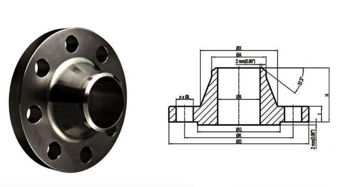 A694 Gr F65 Weld Neck Flange Dimensions